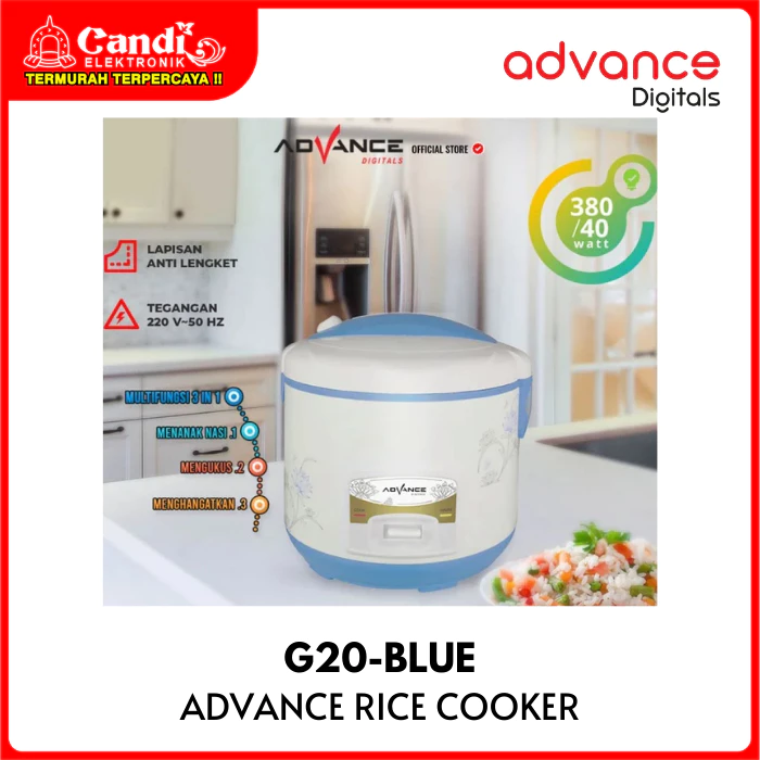 ADVANCE Rice Cooker 1,8 Liter 3in1 Lapisan Panci Anti Lengket G20-BLUE - Gambar 2