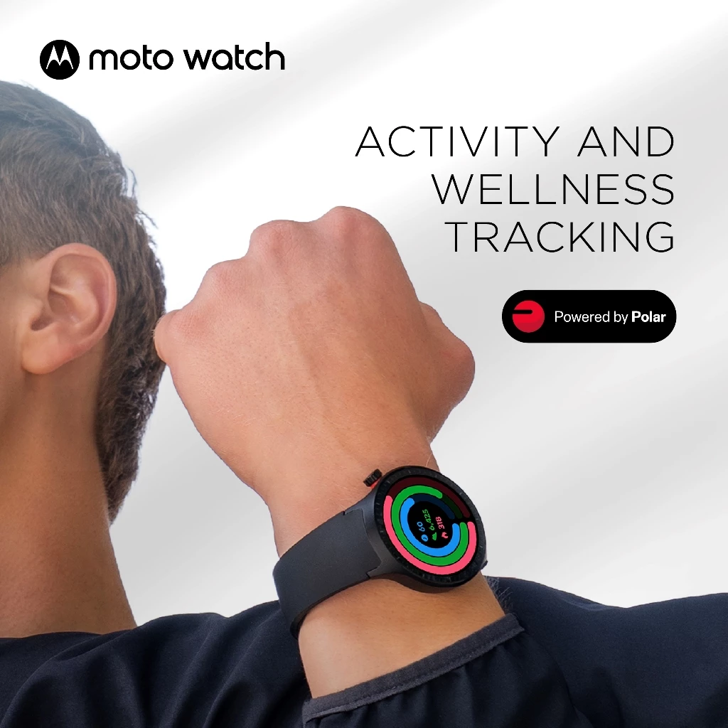 Moto Watch 1.4" OLED Display AOD - Dual Frequency GPS - 47mm - Built-in Mic & Speaker - powered by Polar - 13 days Battery - Stainless Steel Frame - GorillaGlass3 - 1ATM Underwater Protection - Gambar 3