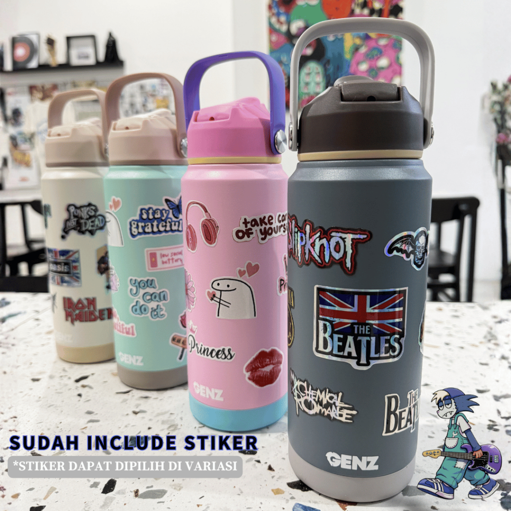 Tumbler BUBS Aesthetic Genz 710ml Botol Minum Stainless Steel Tahan Panas Dingin Vacuum BPA Free Include Stiker foto 3