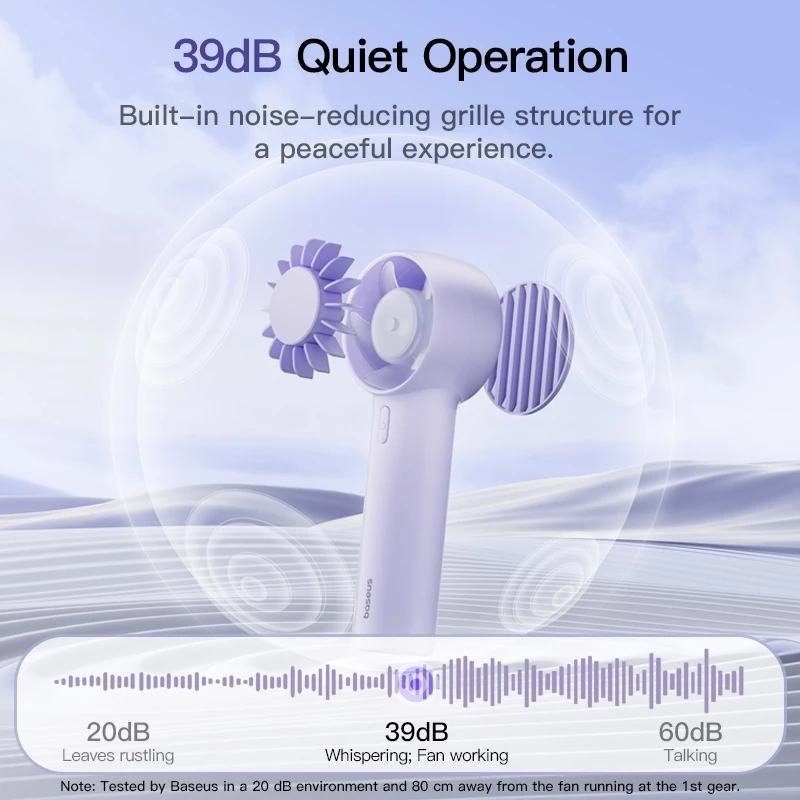 Baseus GoTrip DT1 Mini Handheld Fan Turbo Fan Adjustable Cooling Strong Wind Hand Small Pocket Fan - Gambar 4