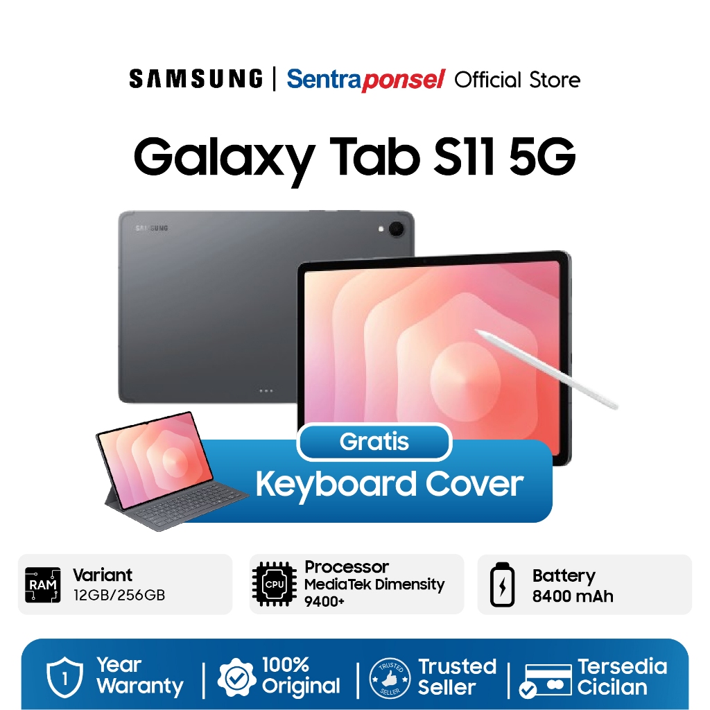 Samsung Galaxy Tab S11 5G 12GB/256GB - Gray / AI Tablet / Tab Android / Baterai Tahan Lama / Samsung DeX - Garansi Resmi