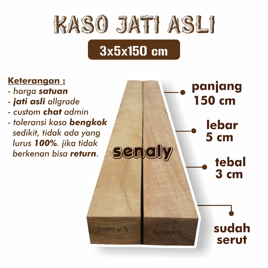 Balok Kaso Usuk 3x5x150 cm Kayu Jati Asli Allgrade Kondisi Sudah Serut Rapi Material Konstruksi Bangunan Bahan Kaki Meja