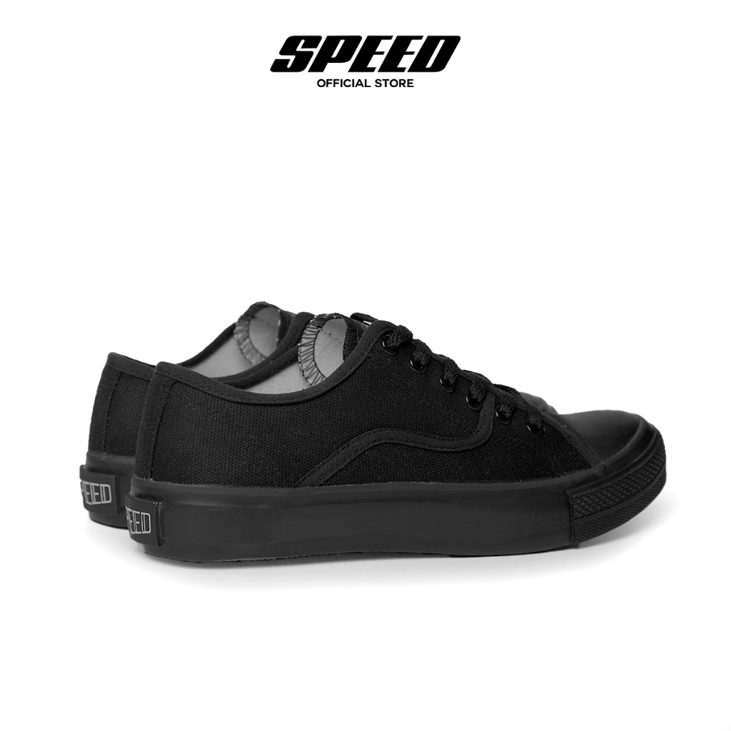 Speed - Retro Lo Hitam Hitam - Sepatu Sneakers Kanvas Anti Slip Pria Wanita - Gambar 4