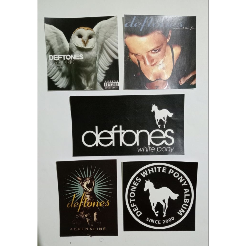 [band sticker] package of 5 DEFTONES stickers in medium & jumbo sizes ...