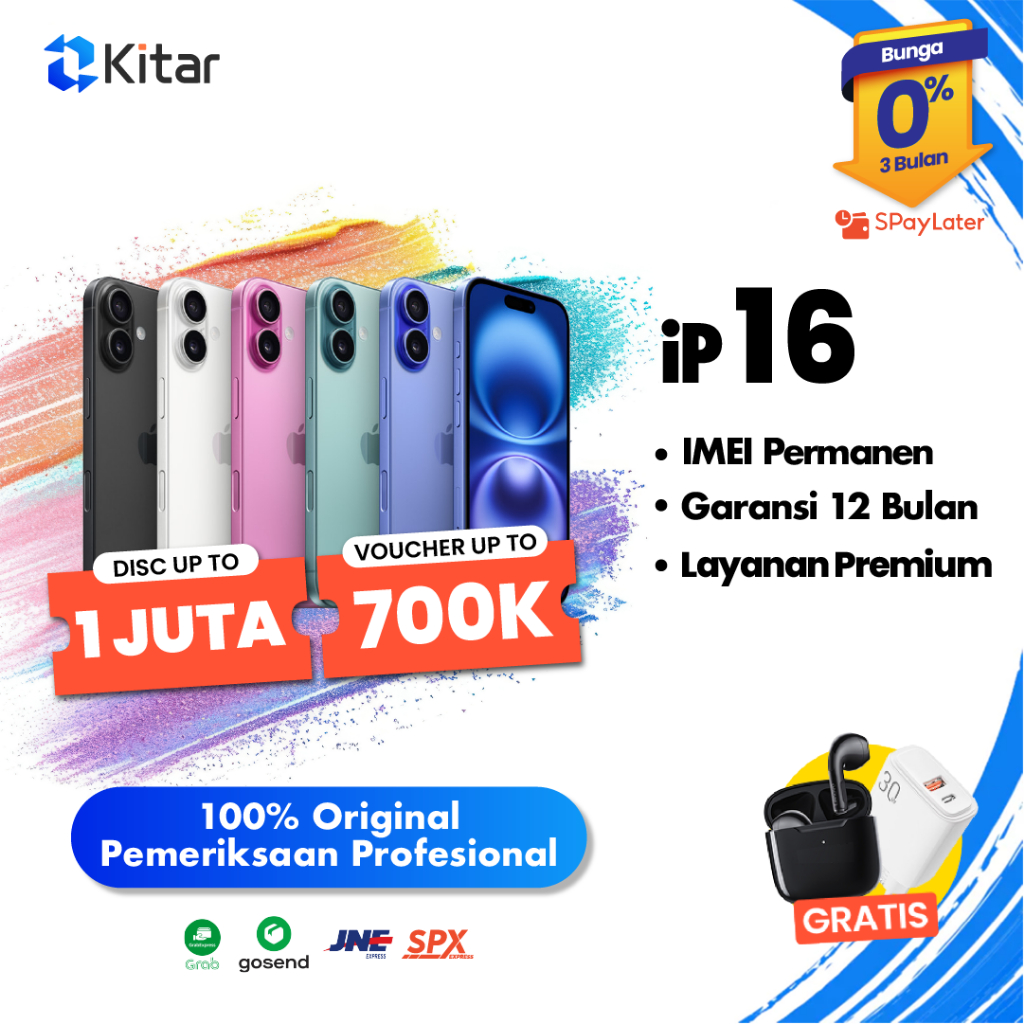 iPhone 16 ex iBox Beacukai IMEI Permanen Garansi 12 Bln 100% Original Second Resmi FULLSET BC 128GB 256GB 512GB
