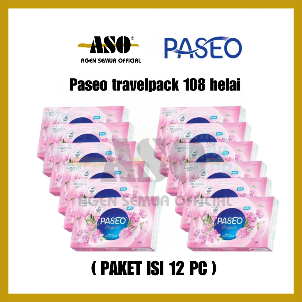 [ PAKET ISI 12 & 20 ] Tisu Tissue PASEO travelpack 108 helai 3 Ply tisu wajah Halus PROMO !!! - Gambar 2