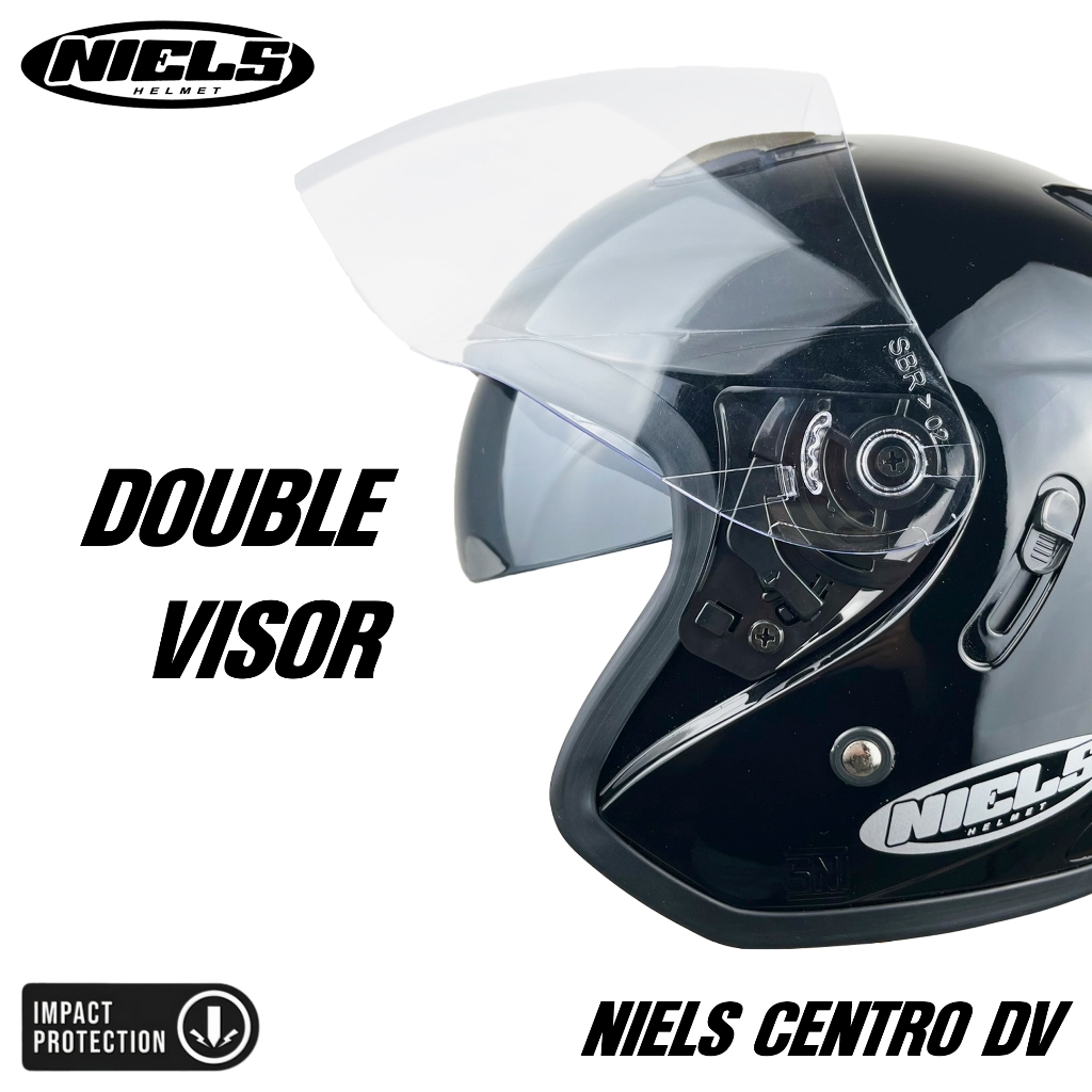 NIELS - Helm Half Face Centro Double Visor Dewasa SNI Motorcycle - Gambar 2