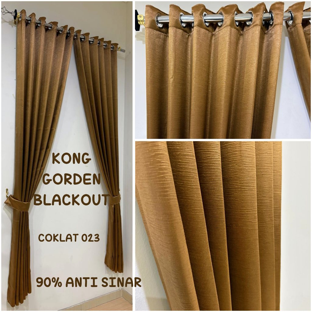 KONG Gorden Blackout Polos Minimalis - Bahan Tebal, Anti Tembus Cahaya, Motif Embos