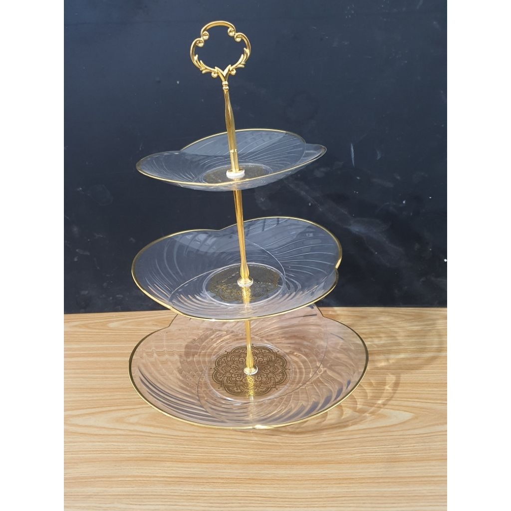 Clear Flower Tier Gold List 3 Layers Multipurpose Stacking Plates for ...