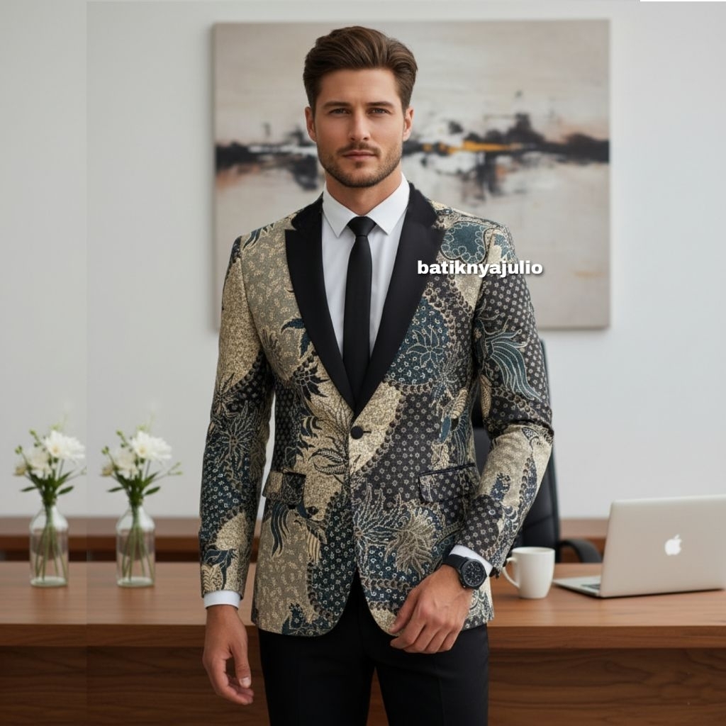 Men's batik jacket, premium batik blazer, batiknyajulio dl 1 limited ...