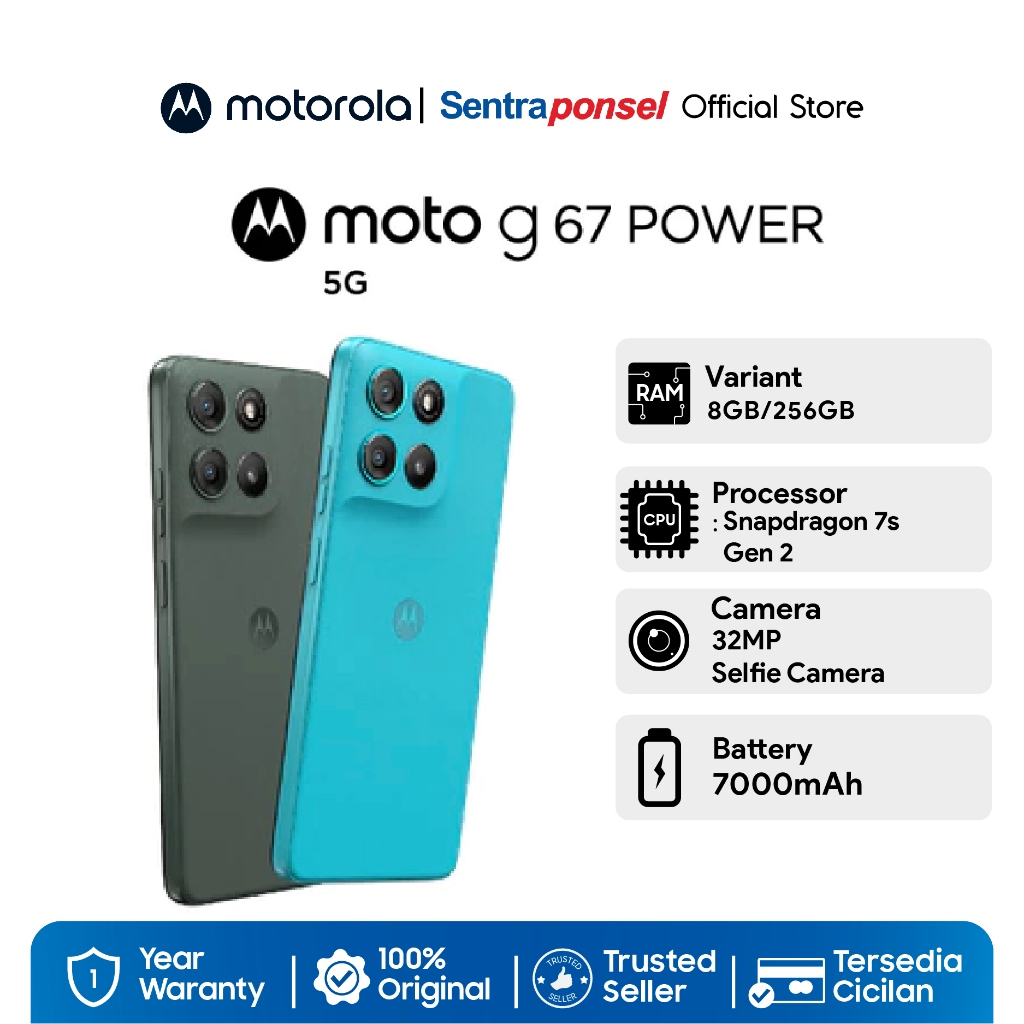 Motorola G67 Power / Moto G67 Power 5G / RAMBoost 24GB/256GB - Snapdragon7s Gen2 - 7000mAh SiliconCarbon - 50MP Sony LYTIA600 - 4K Semua Lensa