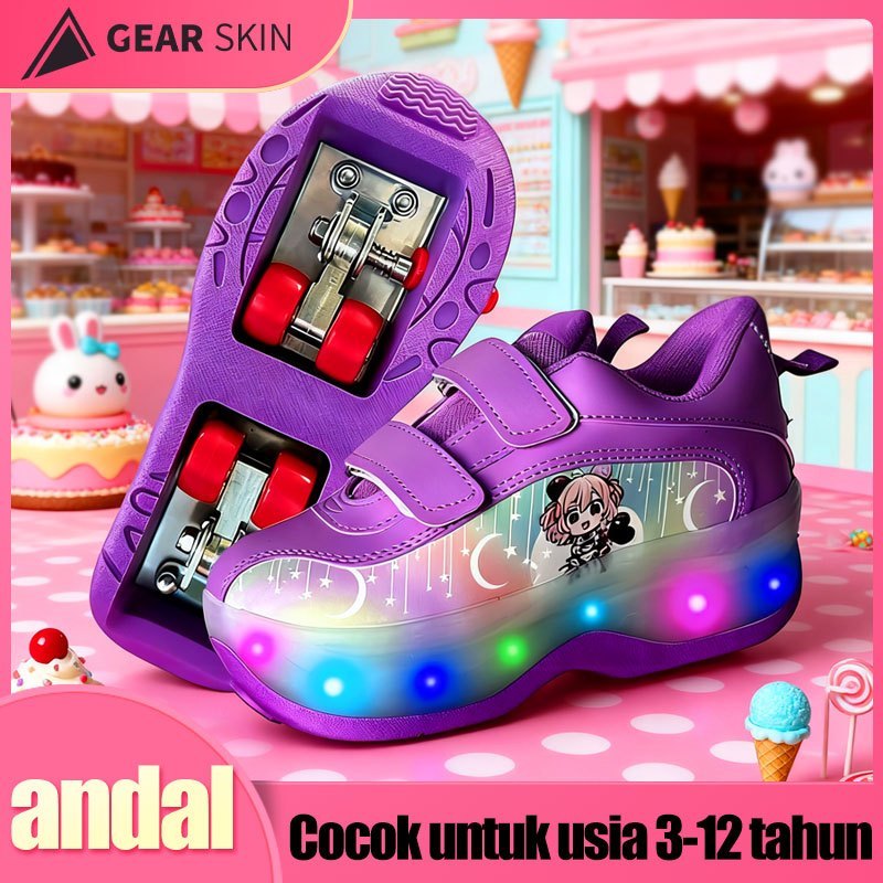 Matougui-sepatu roda Oxelo/sepatu roda anak power lnline skate/lampu kedip/tidak licin/anti goyang/lnline skate/star/ukuran dapat disesuaikan/pu/gaya bajaj/mode skateboard - Gambar 2