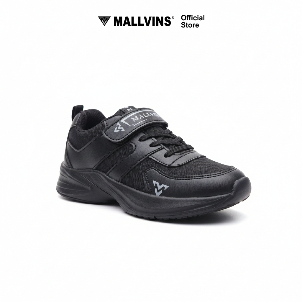 Mallvins- Gaza Full Black - Sepatu Sekolah Casual Sneakers Anak Unisex - Gambar 3