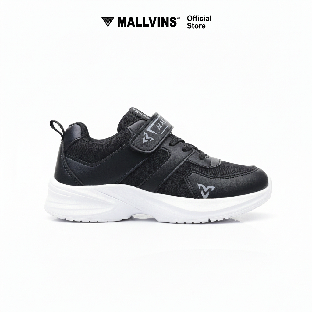 Mallvins - Gaza Black White - Sepatu Sekolah Sneakers Casual Anak Unisex - Gambar 2