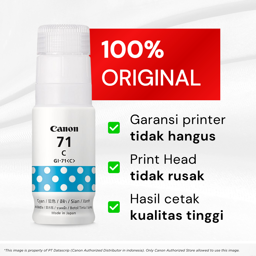 FixPrint 100% ORIGINAL Tinta Canon GI 71 Black Cyan Magenta Yellow - Printer G1730 G1737 G2730 G2770 G3730 G3770 G4770 G4780 G1020 G2020 G3020 - Gambar 3