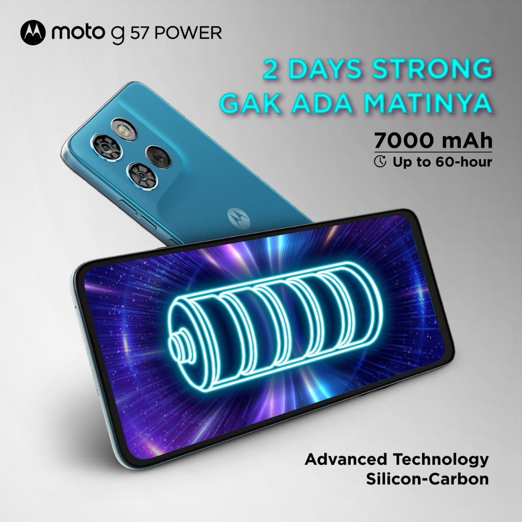 Moto G57 Power 5G - RAMBoost 24GB/256GB - Snapdragon6s Gen4 - Antutu 625K - 7000mAh SiliconCarbon - 50MP Sony LYTIA600 - 8MP Selfie - 6.72" - IP64 GG7i MIL810H - Dolby Stereo - Gambar 4