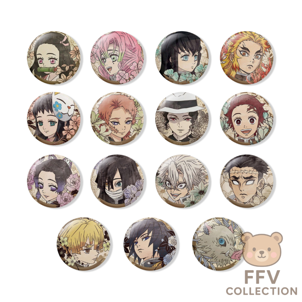 FFV Pin Button Anime Demon Slayer Kimetsu no Yaiba Cute & Aesthetic ...