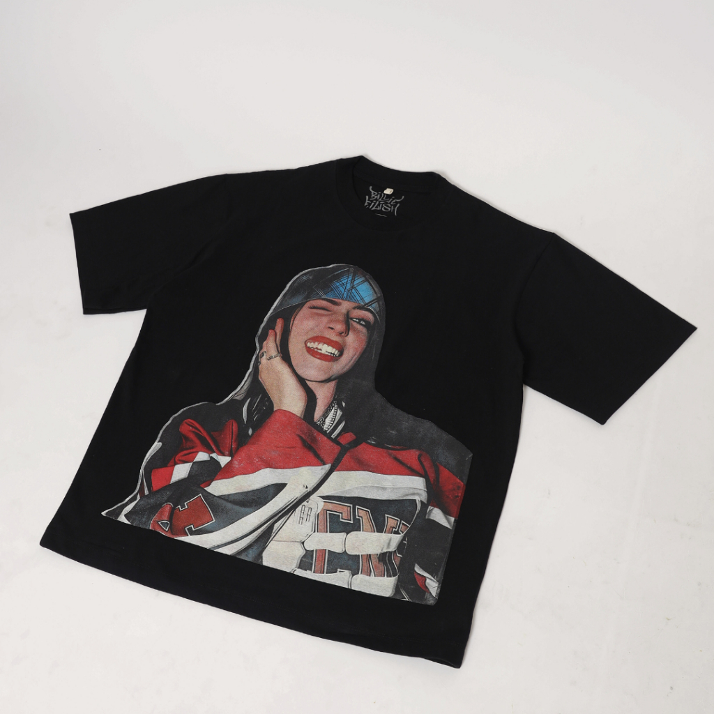 GENZ Kaos Oversize Billie Eilish - T Shirt Vintage Billie Eilish Black Cotton Combed 20s foto 3