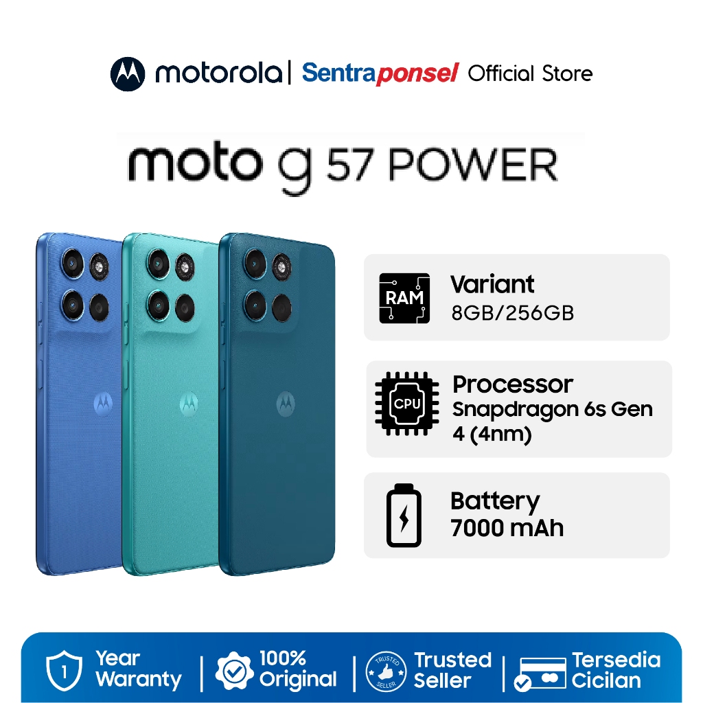 Motorola G57 Moto G57 Power 5G - RAMBoost 24GB/256GB - Snapdragon6s Gen4 - Antutu 625K - 7000mAh SiliconCarbon - Garansi Resmi