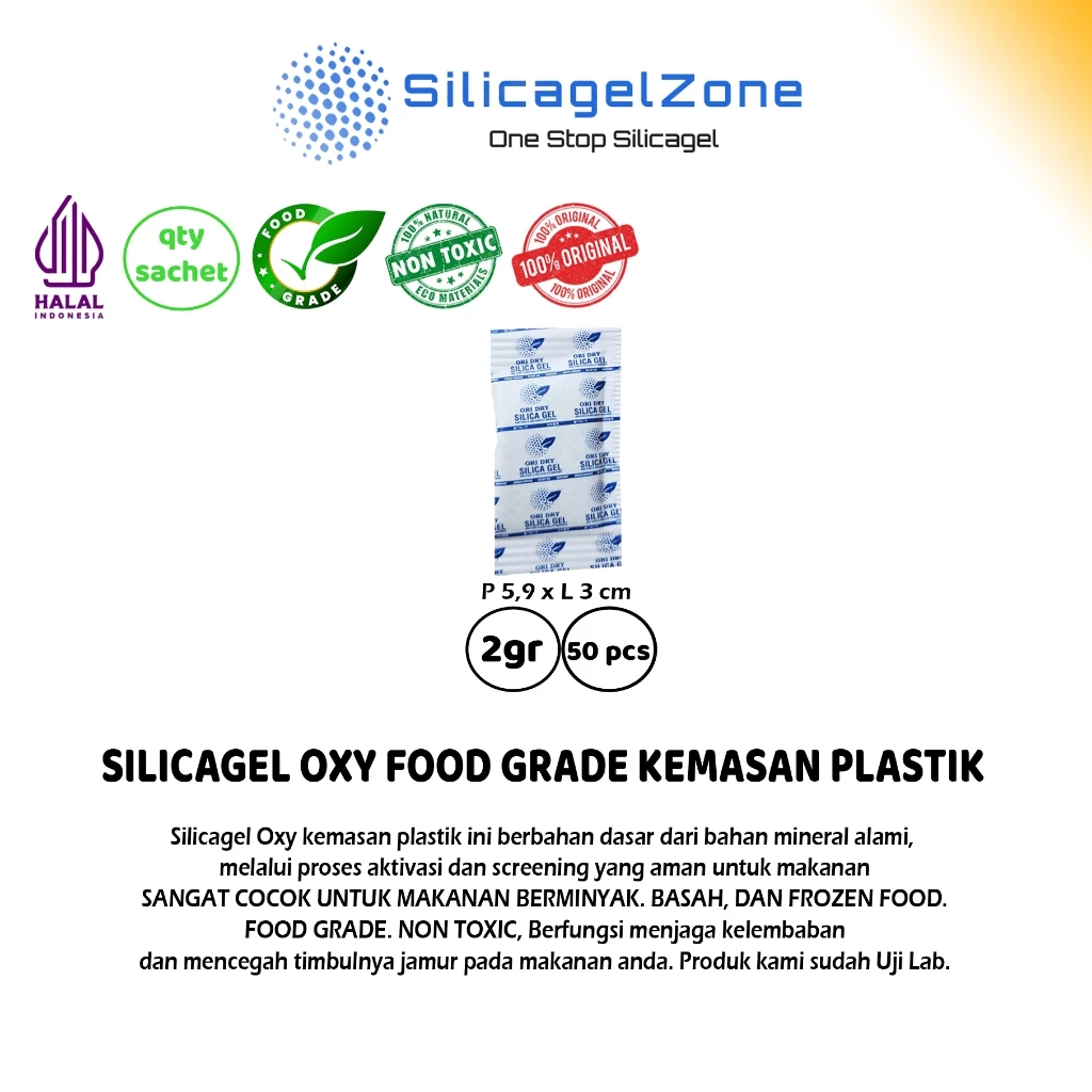 Silica Gel OXY SACHET PLASTIK FOOD GRADE 1 pack isi 100 pcs Untuk Makanan Berminyak dan FROZEN FOOD - Gambar 3