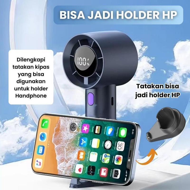 Kipas Genggam Turbo Mini 100 Speed Portable Hiking Outdoor Layar LED Type-C - Gambar 2