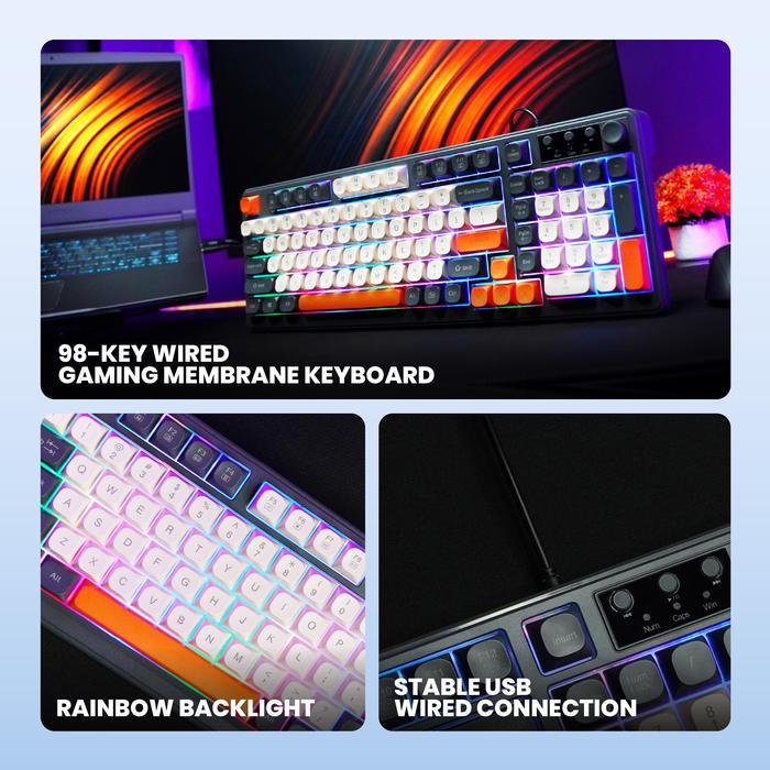 Rexus K98M / K98-M V2 Battlefire Retro Wired Gaming Keyboard with Knob - Gambar 2