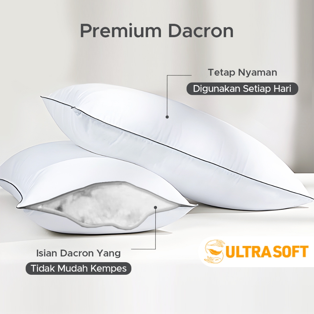 TRUU Bantal Dacron Single List Grey TR.BD01 45 x 65 cm Empuk dan Nyaman ala Hotel Kemasan Vaccum - Gambar 2