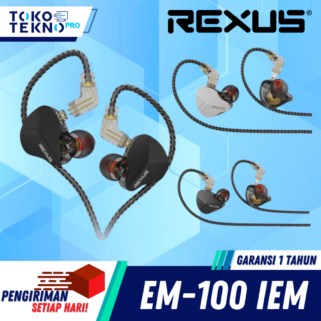 Rexus EM100 / EM-100 IEM In Ear Monitor Detachable Cable Wired Earphone Headset Dynamic Driver