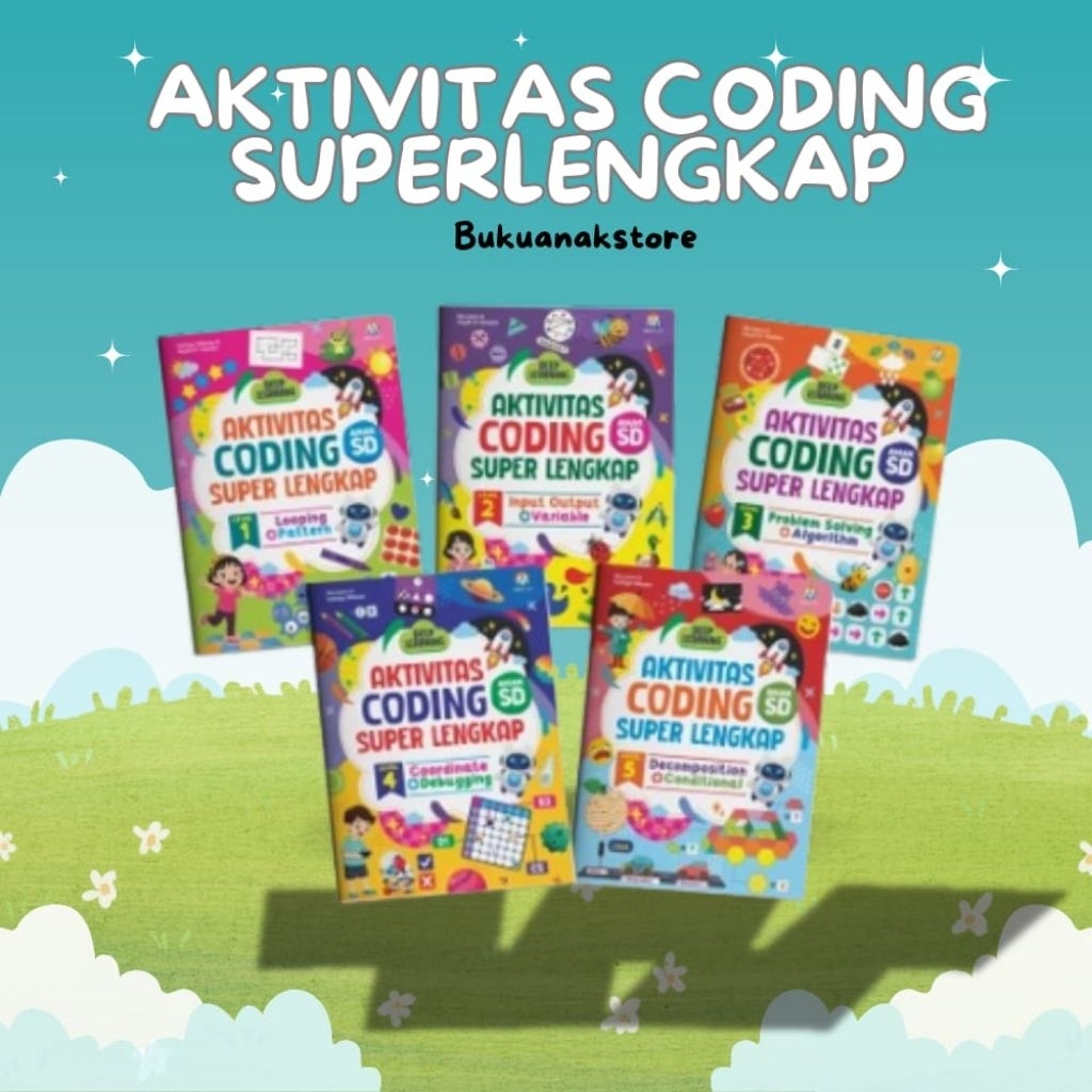 1 set of 5 Super Complete Coding Learning Activity Books for Elementary ...