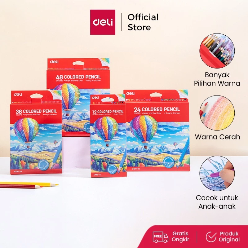 Deli Color Pencil / Pensil Warna 12/36/48 Warna EC108