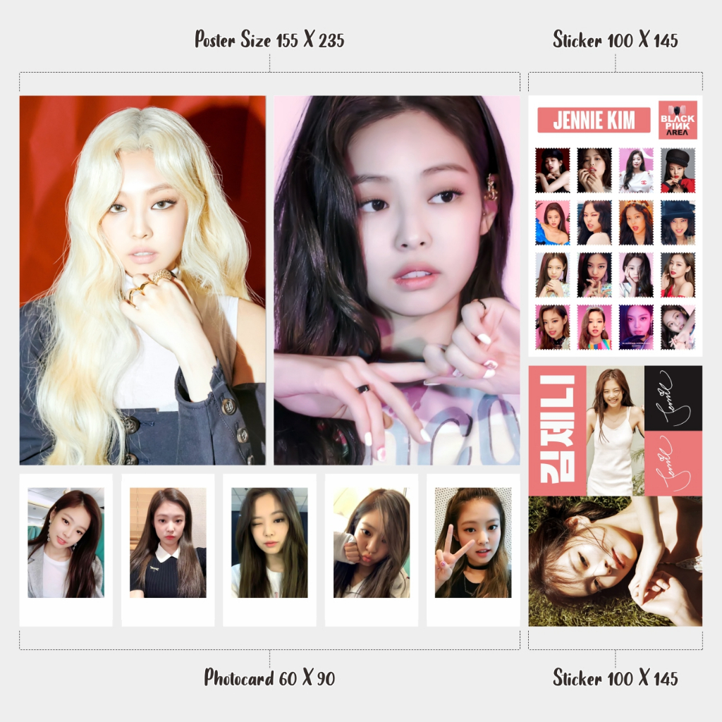 Blackpink Jennie Kim Fankit Mini Poster Sticker Polaroid Package ...