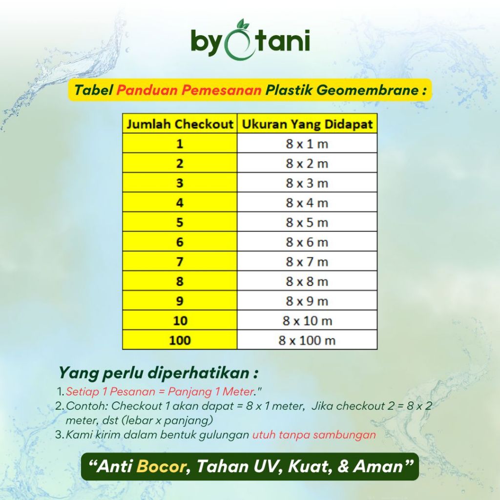 Plastik HDPE Geomembrane Tebal 300 Micron Lebar 8 Meter - Gambar 2