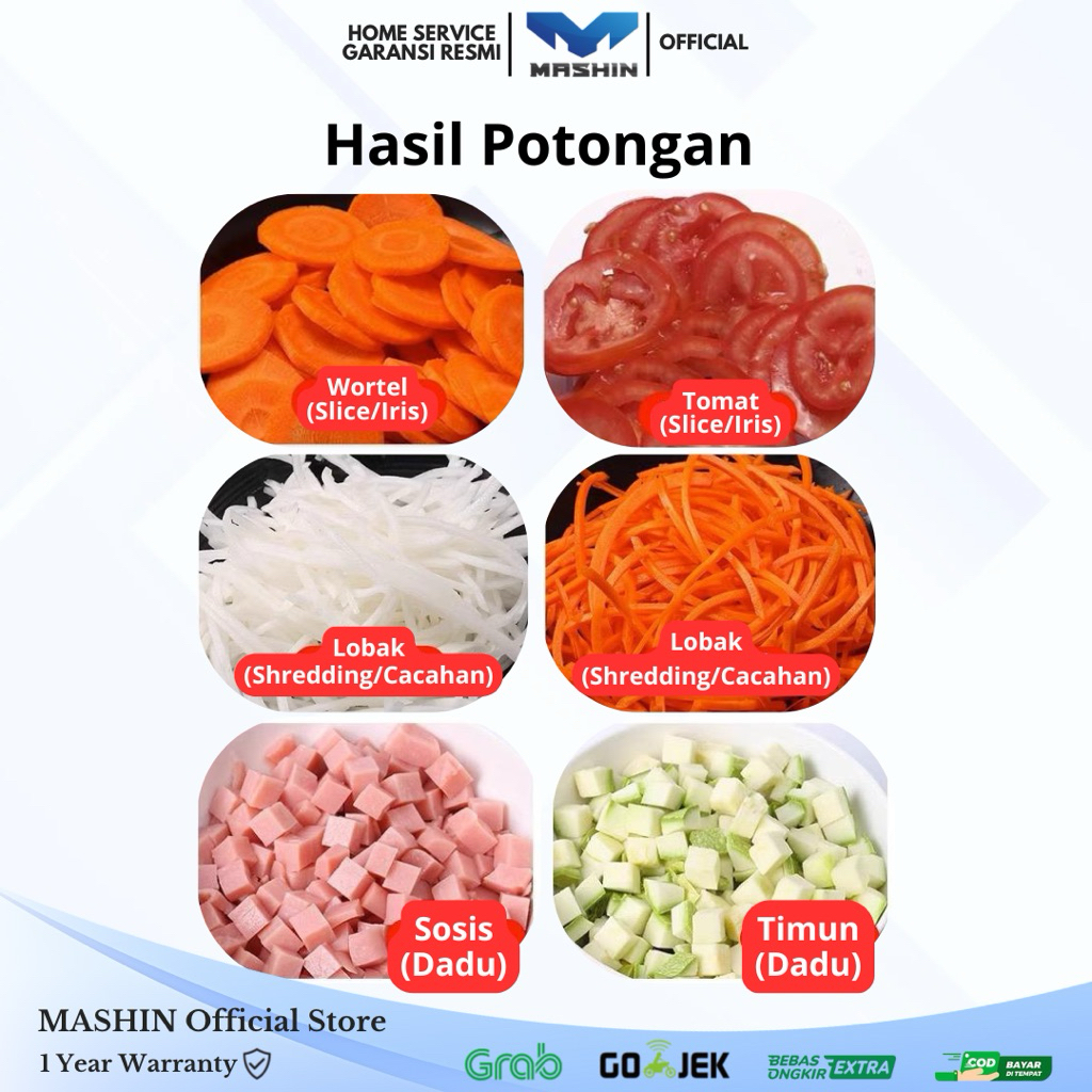 Mashin - Mesin Pemotong Listrik Sayur Buah Pengiris Pencacah Komersial (Slicer, Shredde, Dice) Otomatis - Gambar 2