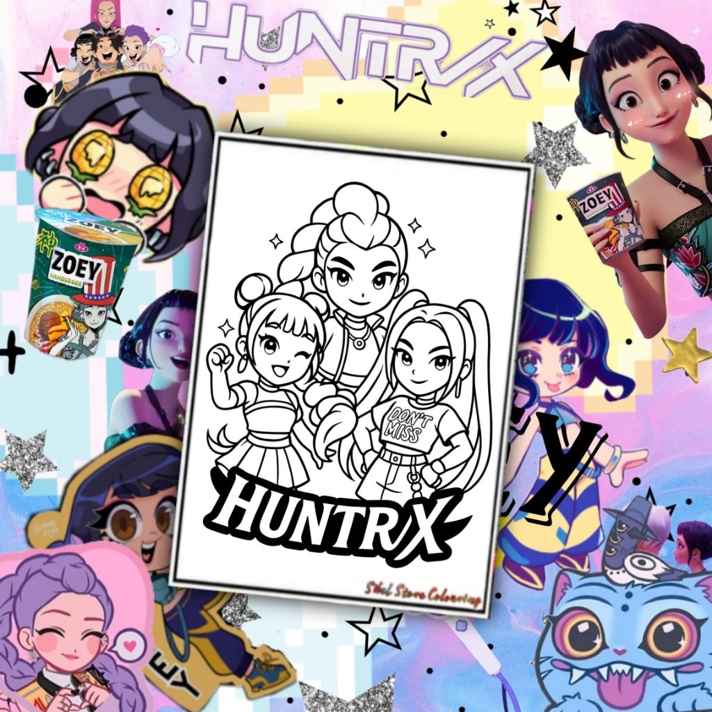 KPOP DEMON HUNTERS V2 THEME COLORING PAPER HUNTRIX/ CONTENTS 10 ...