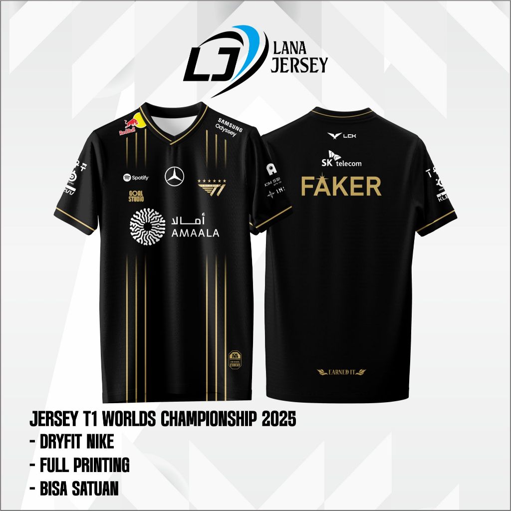 Jersey T1 Worlds Championship 2025 2026 Drifit Material Full