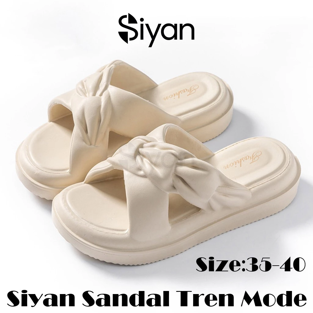 Siyan 2026 Sandal Wanita EVA Jelly Selop Kekinian Sandal Flat Empuk Elastis Pria Slide Kasual