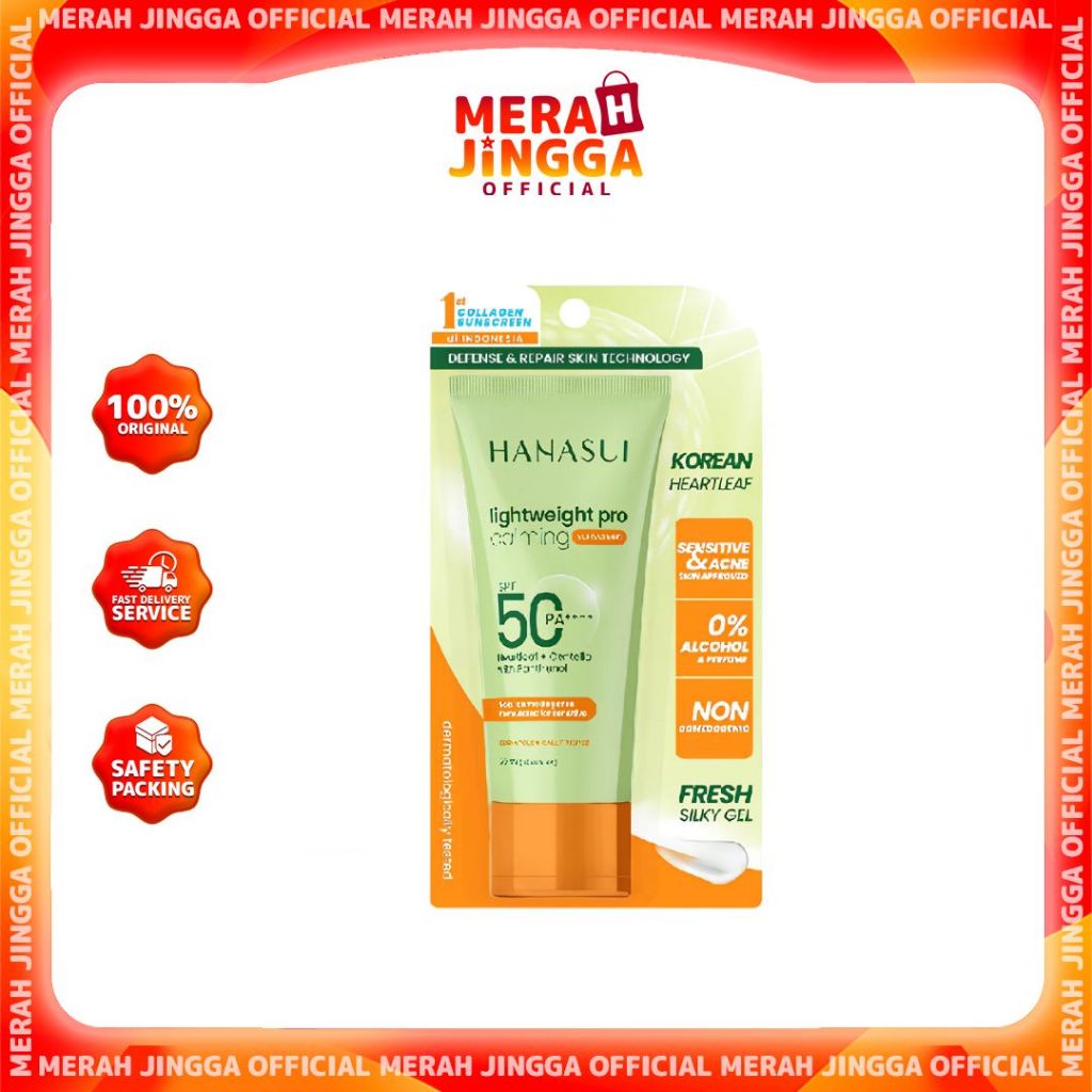 Hanasui Lightweight Pro Calming Sunscreen SPF50 PA++++ 30ml Kulit Sensitif Acne / Merah Jingga Official
