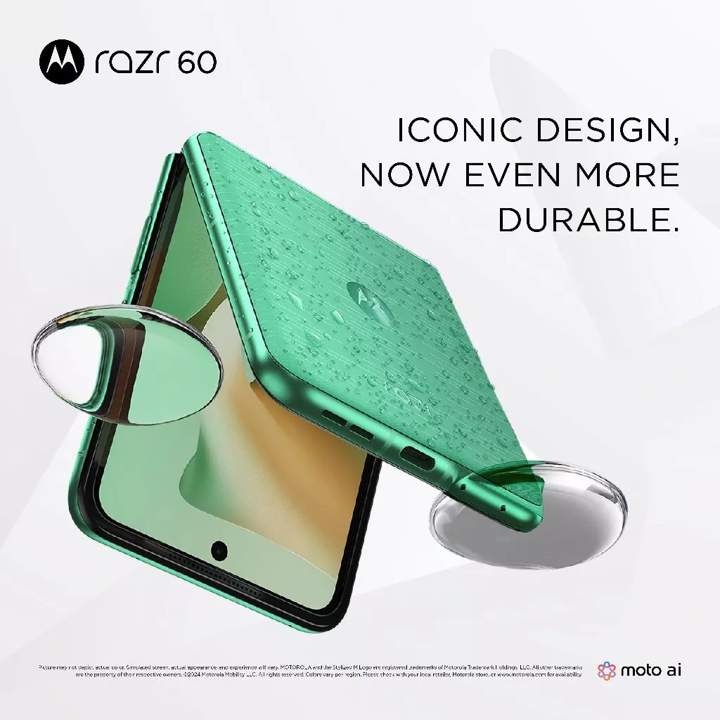 Motorola Razr 60 - 4500mAh 30Wwired/15W WLC - 32MP Selfie - 50MP RearCam OIS - 13MP UW/Macro - Moto AI - 3.6"Ext/6.9"Int Display - FHD+ LTPO 1-120Hz - Dolby Stereo - Titanium Hinge - IP48 - GGVictus - Gambar 3