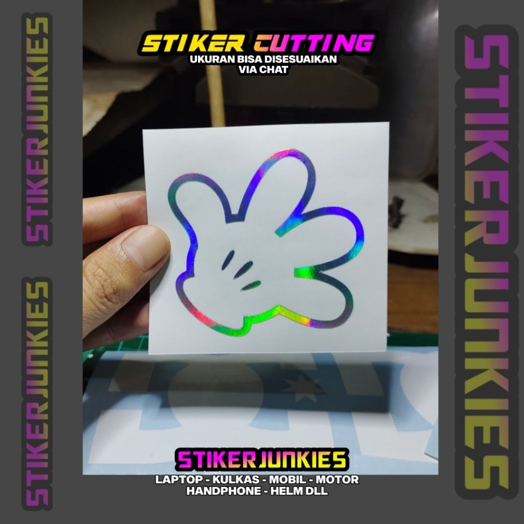 MICKEY MOUSE HAND LOGO STICKER CUTTING STICKER | Shopee Singapore