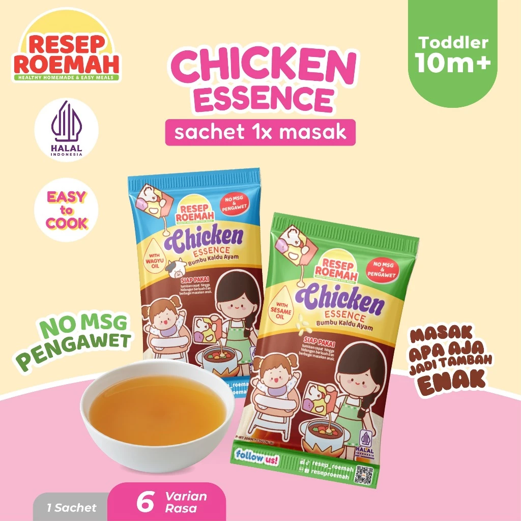Chicken Essence Ayam Kampung sachet 15 gr by Resep Roemah – Bumbu Kaldu Essence untuk MPASI / No MSG & Pengawet