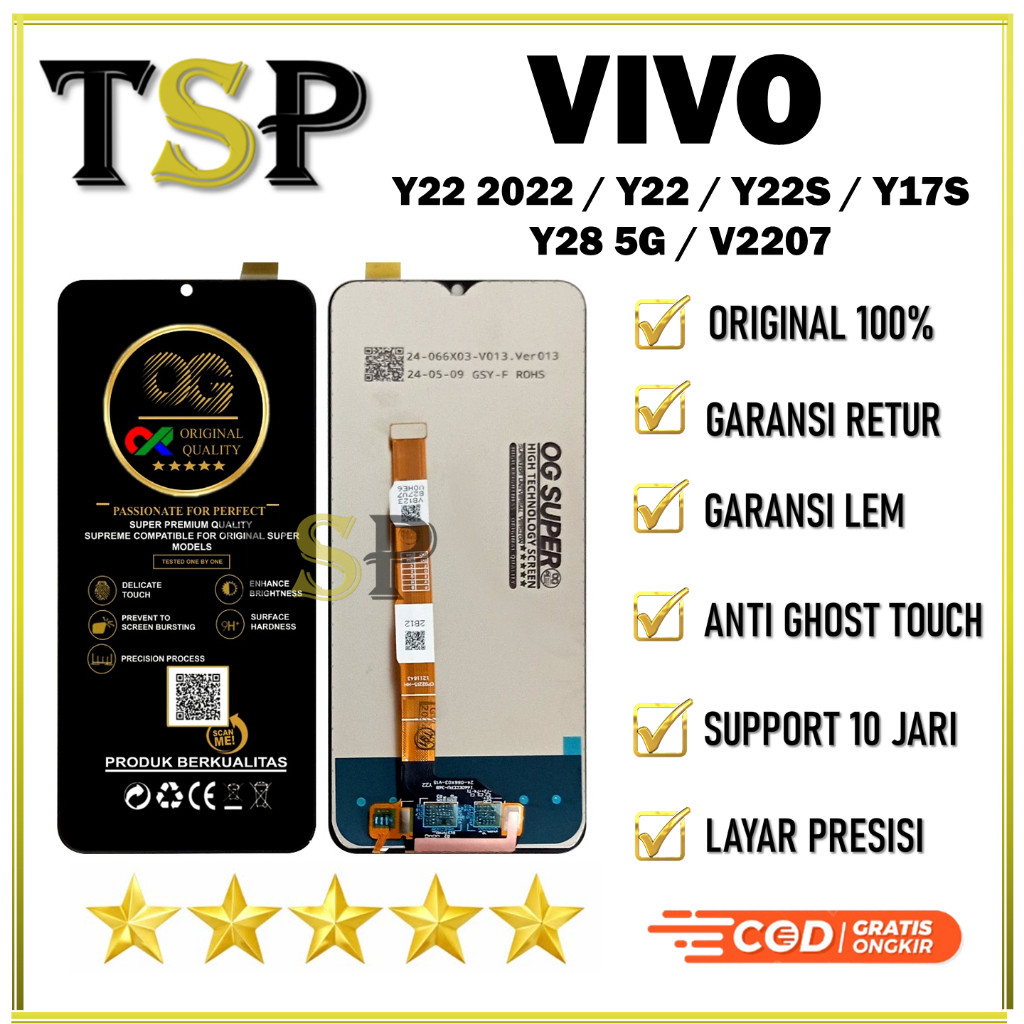 LCD VIVO Y22 2022 / Y22 / Y22S / Y17S Y28 5G / V2207  FULLSET ORIGINAL 100% HIGH QUALITY