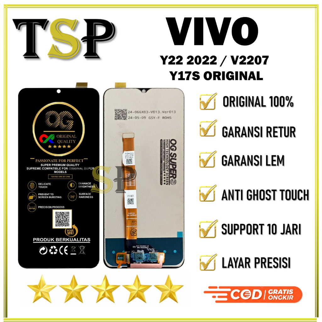 LCD VIVO  Y22 2022 / V2207 / Y17S ORIGINAL  FULLSET ORIGINAL 100% HIGH QUALITY