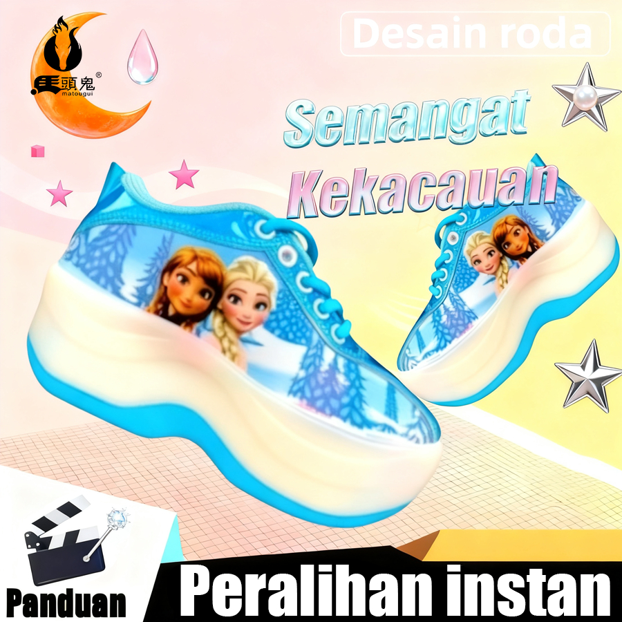 MATOUGUI-sepatu roda Oxelo/sepatu roda anak laki-laki perempuan/lampu kedip/tidak licin/anti goyang/lnline skate/star/ukuran dapat disesuaikan/pu/gaya bajaj/mode skateboard - Gambar 3