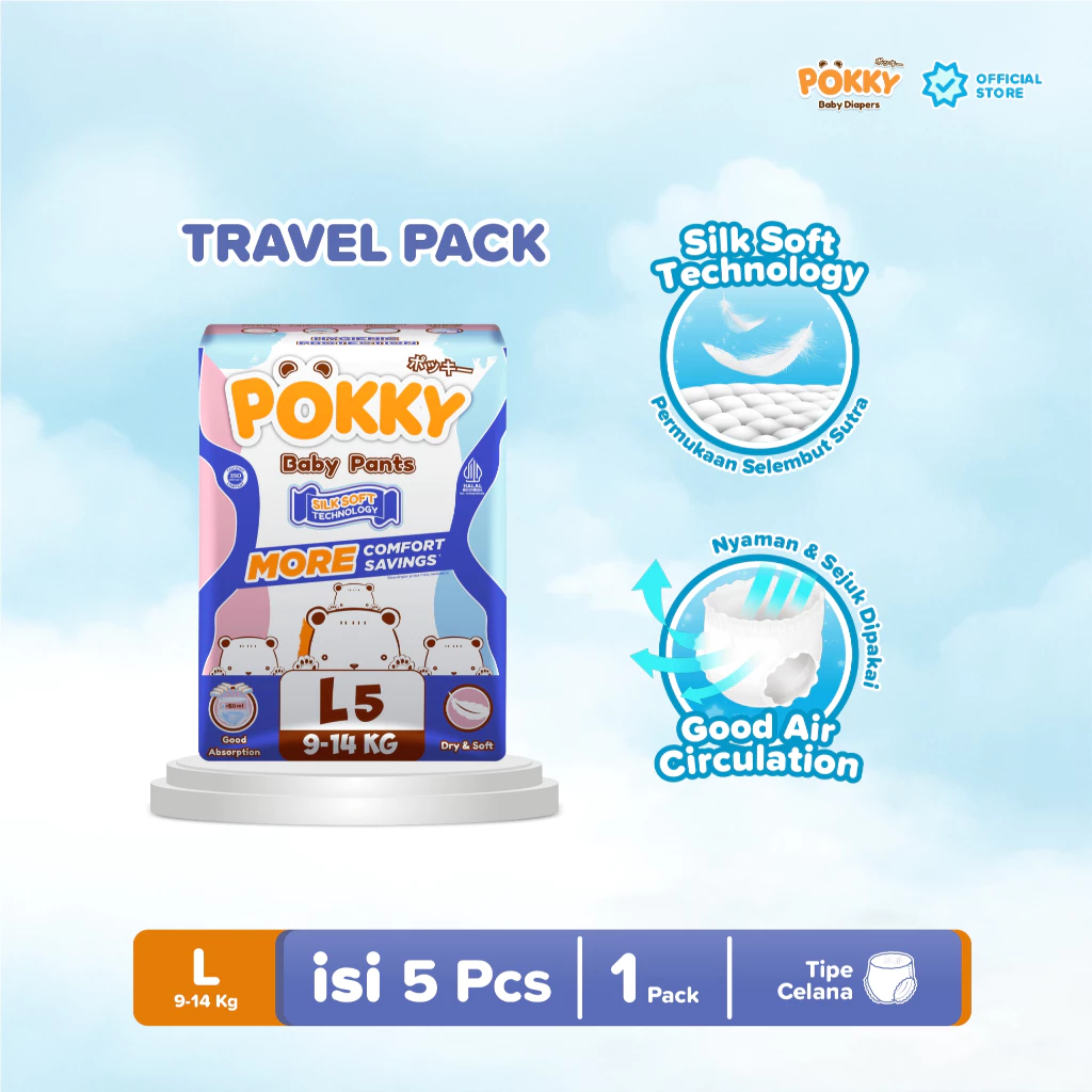 [1 BAG] POKKY Pants Travel Pack M5/L5/XL4/XXL4 - Gambar 3