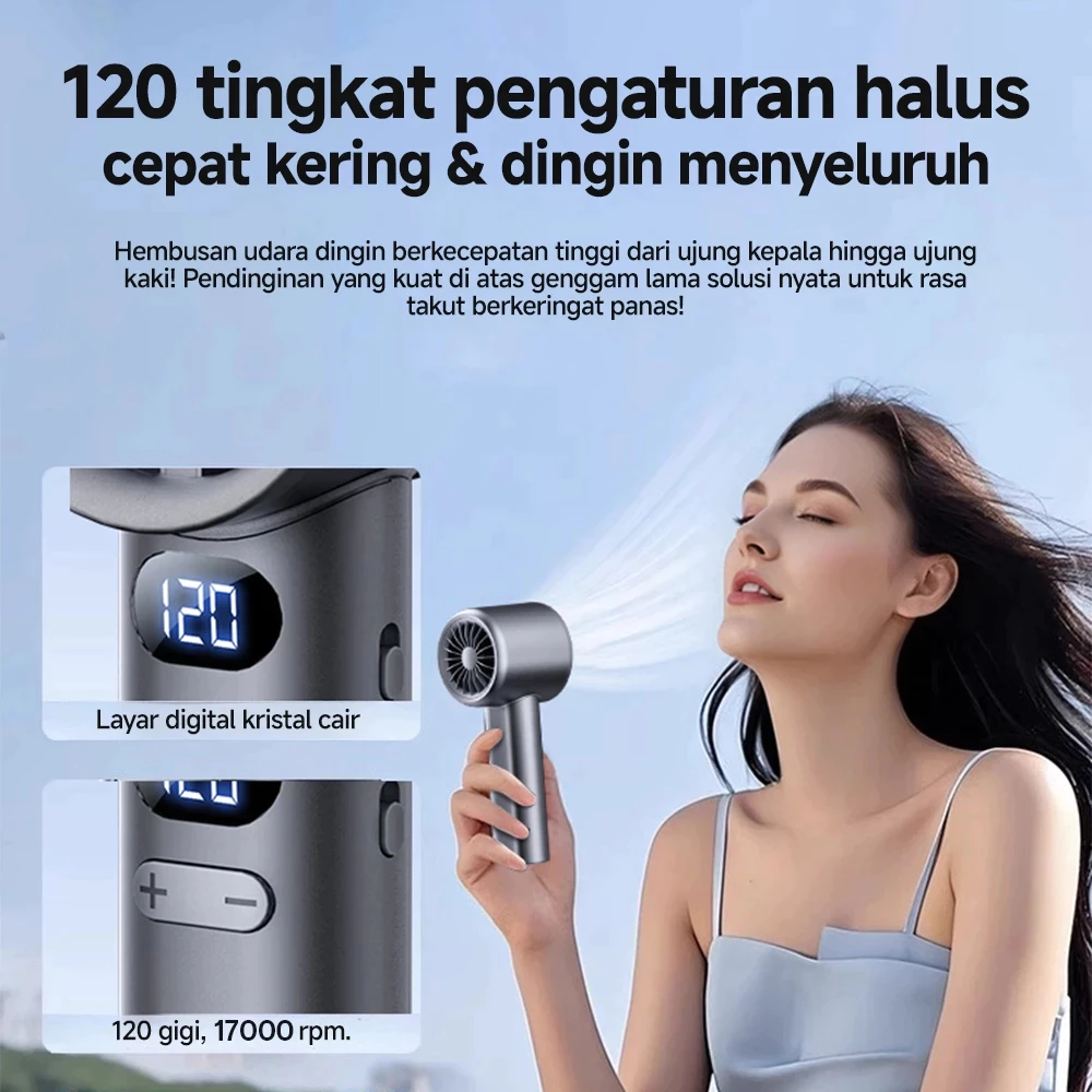 Kipas High-speed Strong 120 Gear Wind Digital Display Mini Kipas untuk Olahraga Luar Ruangan - Gambar 3
