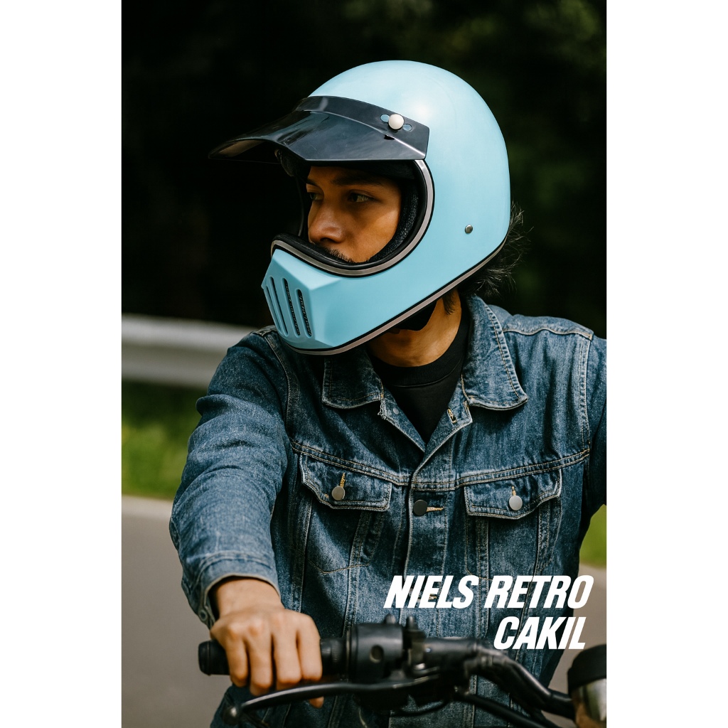Helm Full Face SNI NIELS Model Cakil Retro - Chrome Look, Free Pet, Aman & Stylish untuk Harian - Gambar 2
