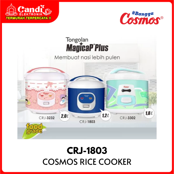 COSMOS Rice Cooker 1,2 Liter Inner Pan 3in1 Non Stick Coating CRJ-1803 - Gambar 4