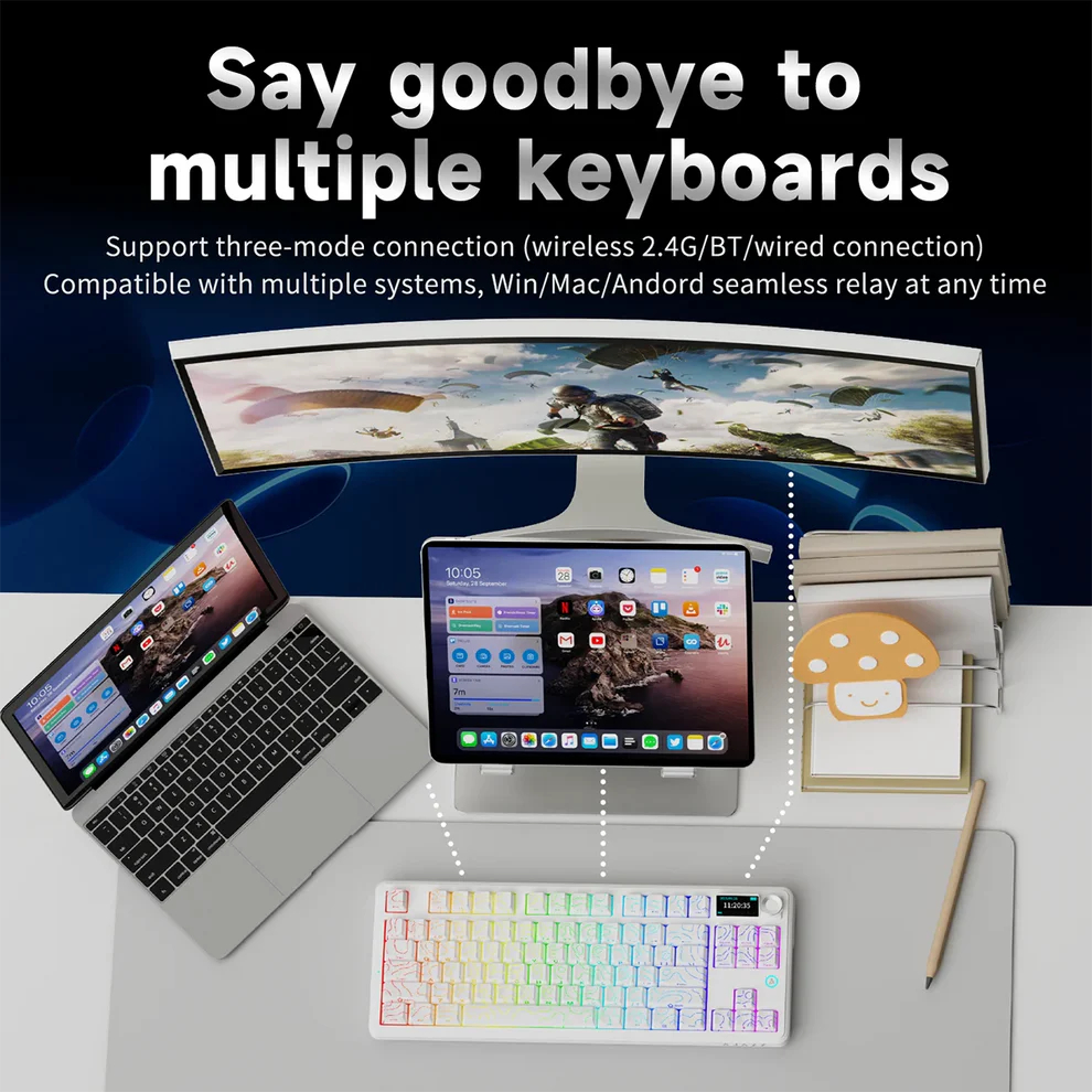 Ajazz AK870 / AK-870 V2 TKL Keyboard Gaming Mechanical 3-Mode RGB keyboard - Gambar 2