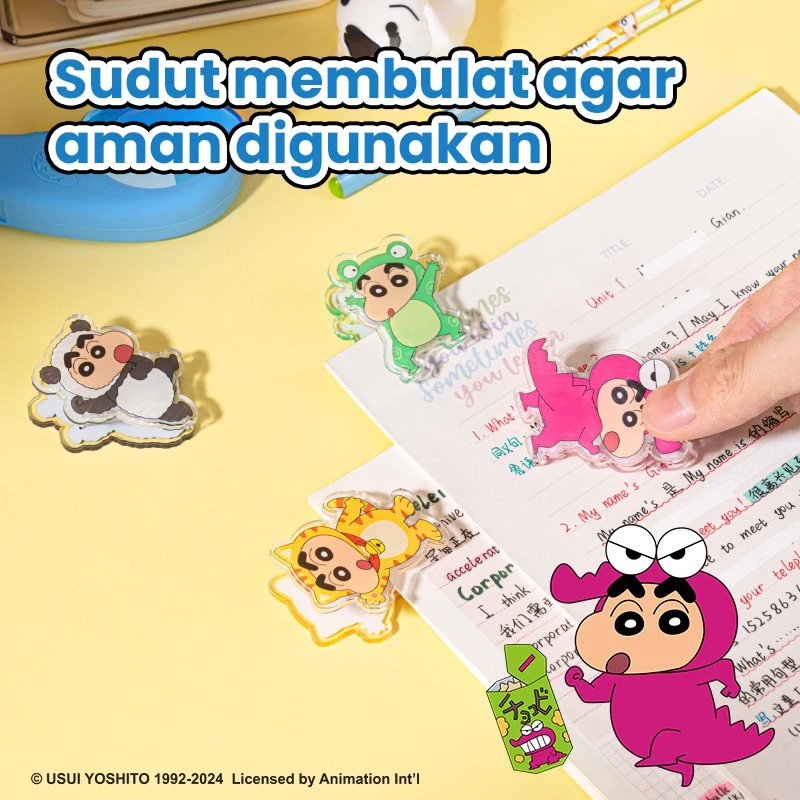 Deli x Sinchan Jepitan Kertas / Binder Clip Akrilik Motif Lucu LB401 - Gambar 3