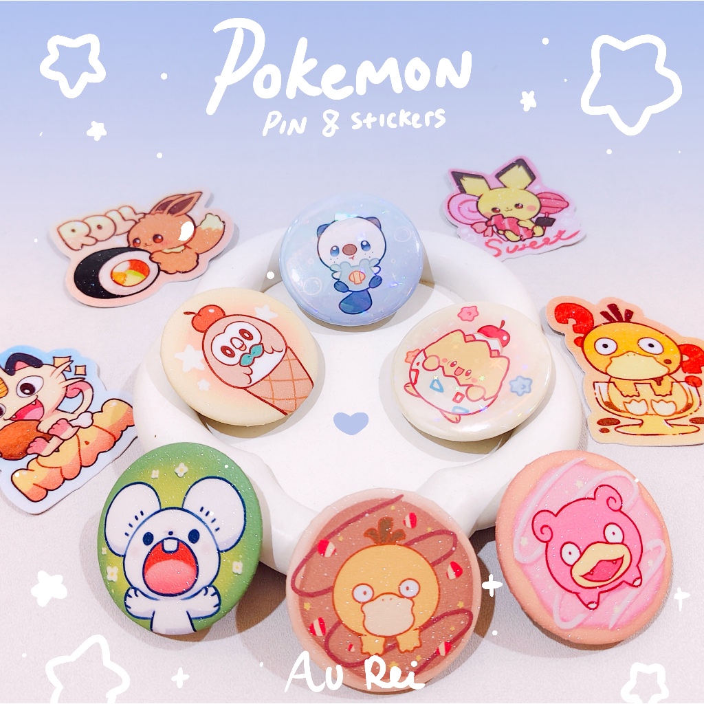 New Pokemon Pin and glitter sticker | By au rei | Oshawot eevee ...